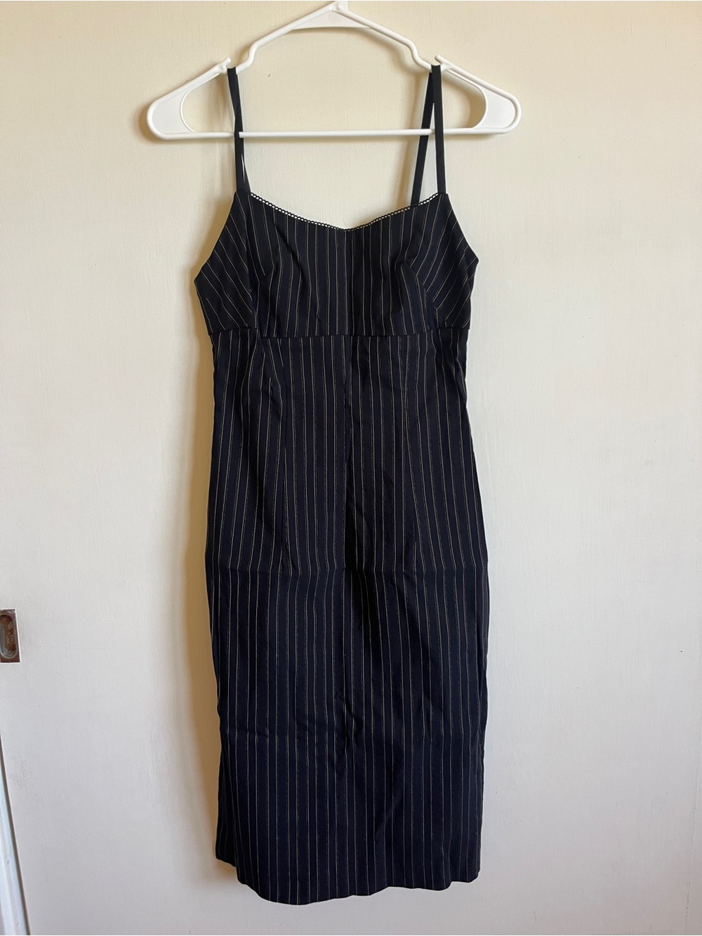 Vintage Guess Jeans Black Pinstripe Dress with Thin White Stripes